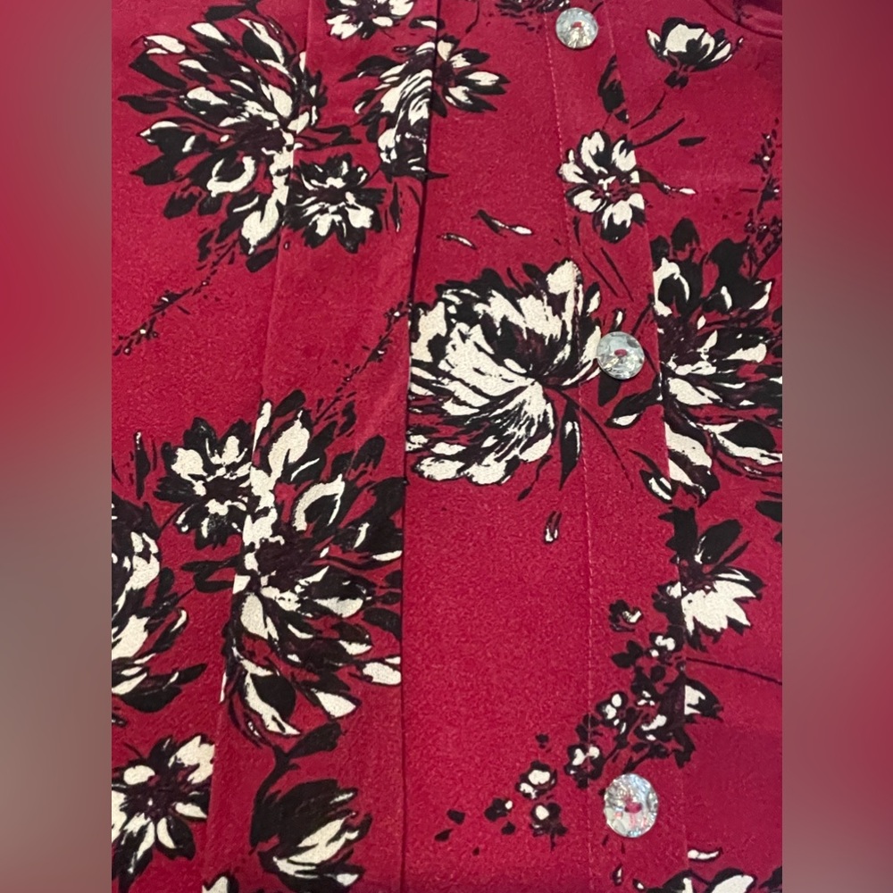 Adrienne Vittadini Floral 3/4 Sleeve Top Size Large - Picture 4 of 6